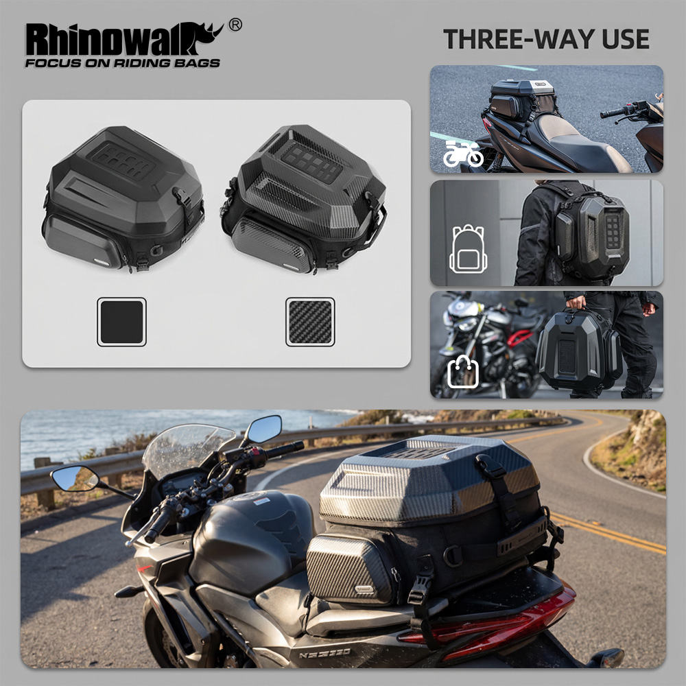 Motorcycle Gear Warehouse - Rhinowalk Motorfiets Achterzitbagage Waterdichte Uitbreidbare Achtertas