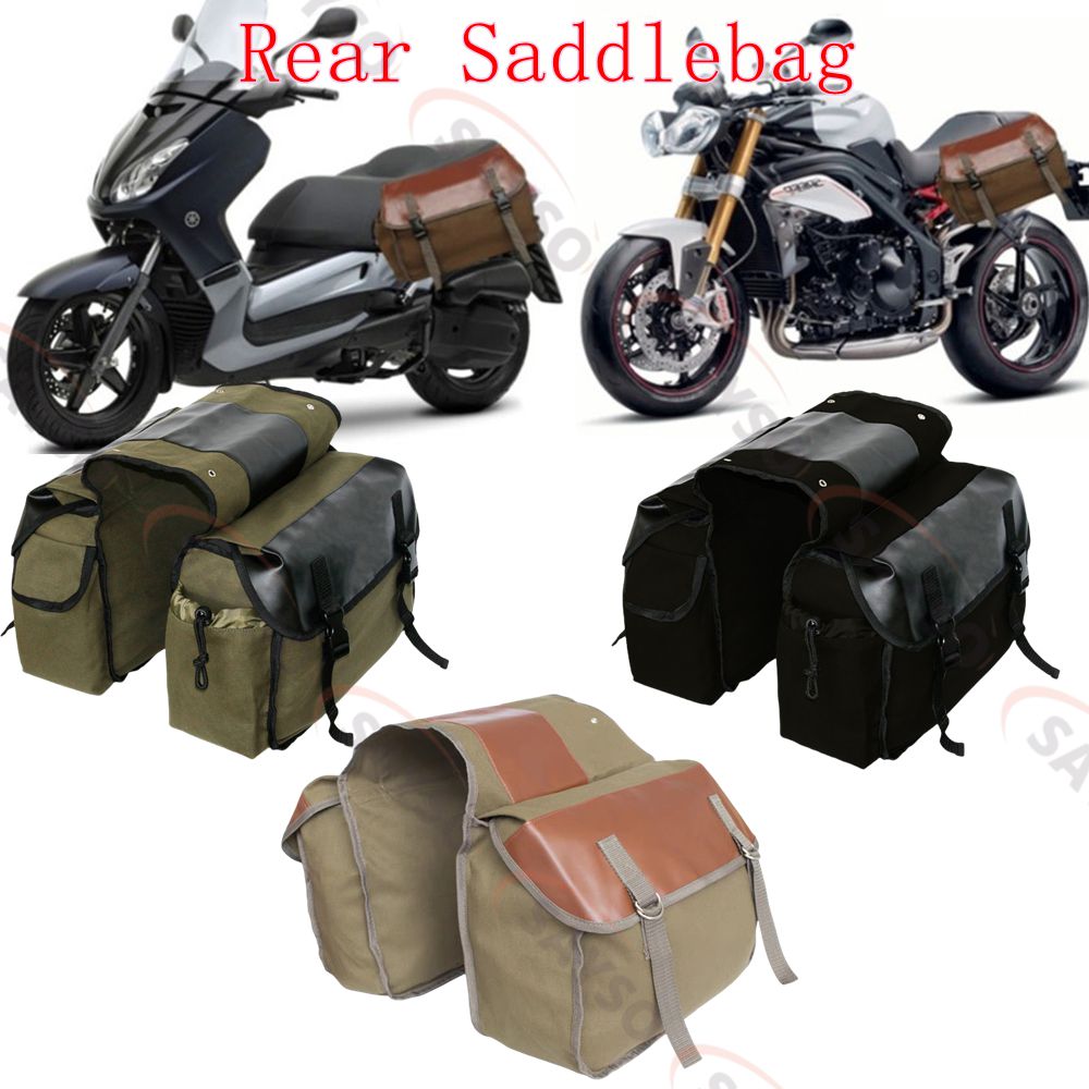 Motorcycle Gear Warehouse - Canvas Lederen Achter Zadeltas Motorfiets Staart