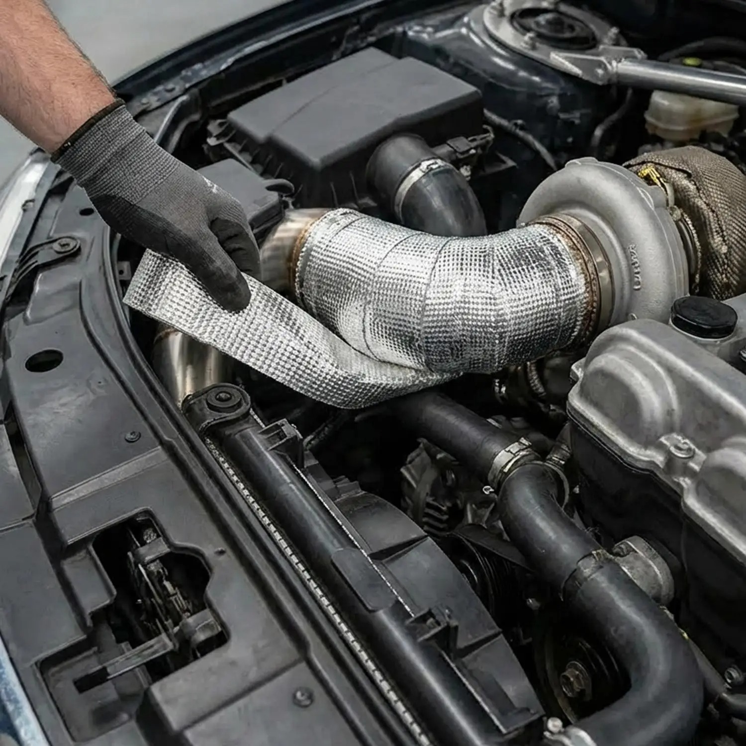 Exhaust Wrap Titanium - Motorfietsdemper Thermische Tape Uitlaatband Warmtebescherming Glasvezel