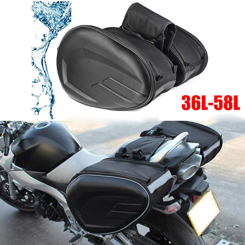 Motorcycle Gear Warehouse - Zwart 36-58L Motorfiets Zadeltassen Waterdichte Scooter