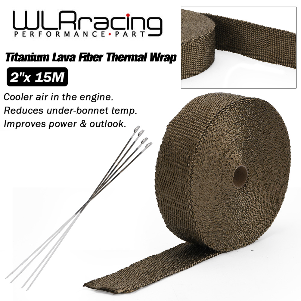 Exhaust Wrap Titanium - WLR RACING - 15M Premium uitlaatwarmtebescherming