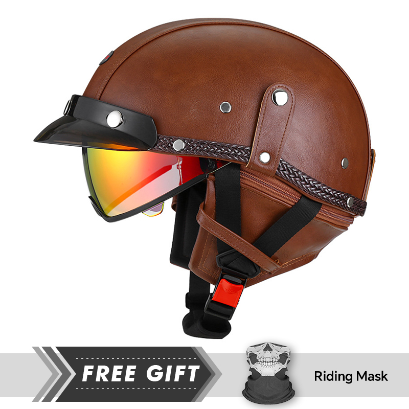Motorcycle Gear In Store - Volwassen Retro Half Face Helm DOT