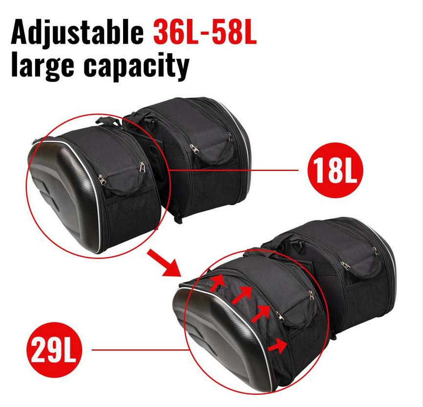 Zwart 36-58L Motorfiets Zadelt - Motorcycle Gear Warehouse recensie en prijs